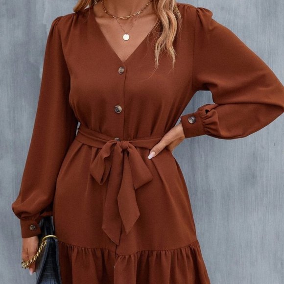 . Dresses & Skirts - Brown Preppy Womens Dress